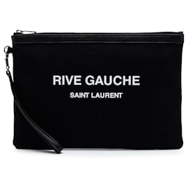 Clutch Saint Laurent in tela Rive Gauche nera
