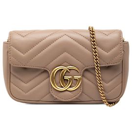 Borsa a tracolla Gucci Mini GG Marmont Matelasse in pelle marrone