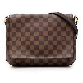 Borsa a tracolla Musette Tango in Damier Ebene marrone Louis Vuitton con tracolla lunga
