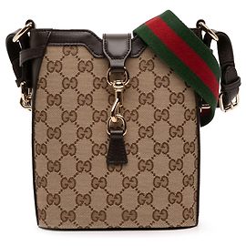 Borsa bucket Mini GG Canvas Web beige Gucci