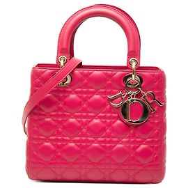 Pink Dior Medium Lambskin Cannage Lady Dior Satchel