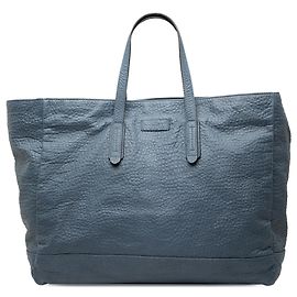 Tote en cuir grainé large bleu Gucci