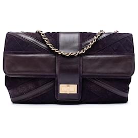 Borsa a tracolla Chanel Quilted Suede Union Jack Reissue 2.55 Double Flap 227 Viola