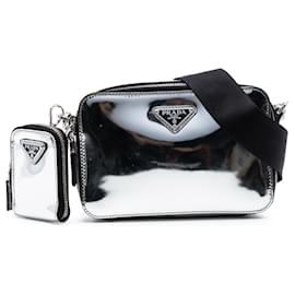 Piccola borsa a tracolla Prada Spazzolato Brique argento