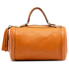 Borsa Gucci Soho Boston in pelle di vitello martellata media arancione