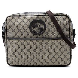 Bolso bandolera Gucci GG Supreme Interlocking G beige