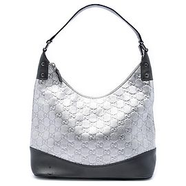 Borsa a tracolla Gucci Guccissima metallizzata argento