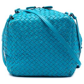 Borsa a tracolla Cube in nappa Intrecciato blu Bottega Veneta