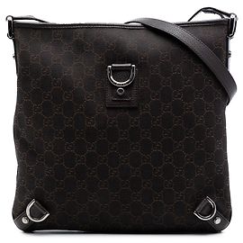 Borsa a tracolla Gucci GG Denim Abbey D Ring marrone