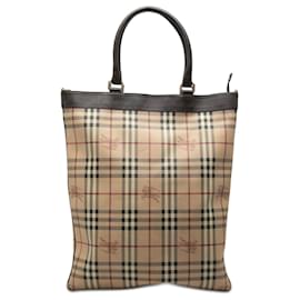 Borsa Tote e Borsa a mano Burberry Haymarket Check in tela rivestita beige