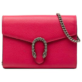 Borsa a tracolla crossbody Gucci Dionysus in pelle di vitello rosa con catena