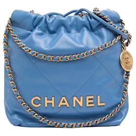 Borsa a mano Chanel Mini Shiny Calfskin 22 blu