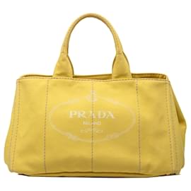 Borsa Prada Large Canvas Canapa Logo gialla