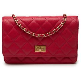 Red Chanel Quilted Caviar Reissue 2.55 Wallet On Chain Crossbody Bag