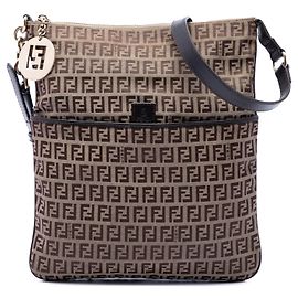 Bolsa transversal de lona Fendi Zucchino bege