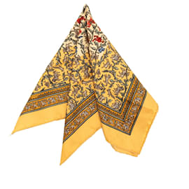 Pañuelo de seda amarillo Hermès Chasse en Inde 42 Scarves