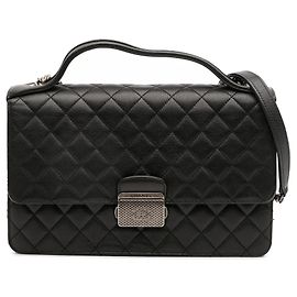 Chanel Medium Quilted Goatskin CC University Flap Schultertasche Schwarz