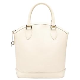 Borsa a mano verticale Louis Vuitton Epi Lockit bianca