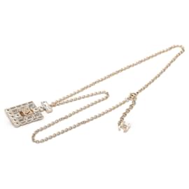 Collana con pendente flacone di profumo strass placcato oro Chanel CC