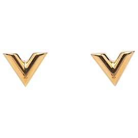 Pendientes Essential V bañados en oro Louis Vuitton Gold