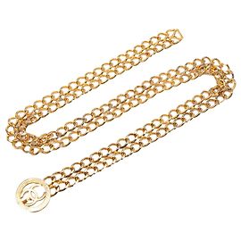 Gold Chanel CC Gold Plated Double Chain Belt