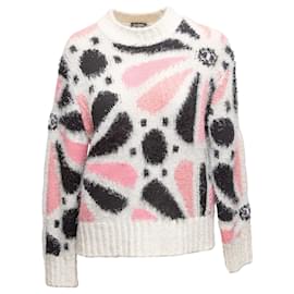 Suéter de mistura de cashmere e seda com floral intarsia branco e multicolorido Chanel 2023 Tamanho FR 36