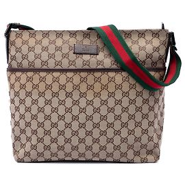 Borsa a tracolla Gucci GG Canvas Web beige