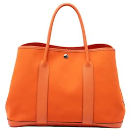 Borsa Tote Garden Party 36 in Toile e Negonda arancione Hermès