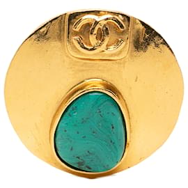 Spilla rotonda Chanel CC placcata oro Gripoix