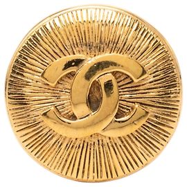 Chanel CC Sunburst runde Brosche vergoldet