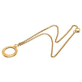 Collana con pendente lente d'ingrandimento placcato oro Chanel CC Gold