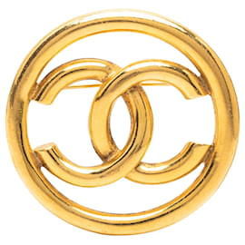 Spilla rotonda Chanel CC placcata oro
