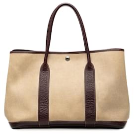 Borsa Tote Hermès Toile and Buffle Skipper Garden Party 36 marrone