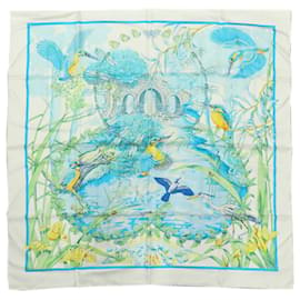 Sciarpa in seta Hermès Au Bord Leau 90 bianca