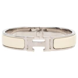 Bracelet Clic Clac H étroit en émail blanc Hermès PM