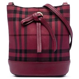 Borsa bucket Burberry Baby Haymarket Check in nylon tinto Red