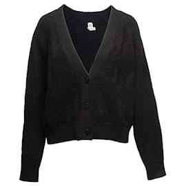 Cárdigan de lana virgen negro con patrón de pata de gallo Hermès Talla FR 36