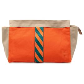 Clutch Jimetou in tela arancione Hermès