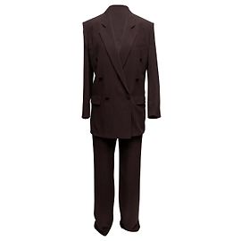 Traje de seda con doble botonadura marrón Saint Laurent Talla US S
