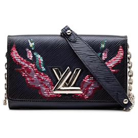 Borsa a tracolla Louis Vuitton Epi Sequin Flames Twist Chain Wallet blu