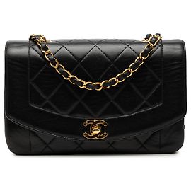 Borsa a tracolla Chanel Diana Flap piccola in agnello nero
