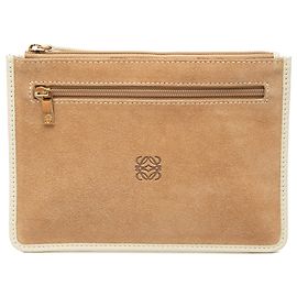 Pochette piatta in scamosciato LOEWE Anagram beige