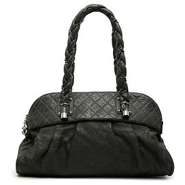 Chanel Lady Braid Schultertasche aus schwarzem Kalbsleder