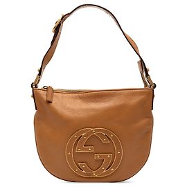 Borsa Hobo Blondie in pelle piccola marrone Gucci