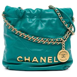 Borsa a mano Chanel Mini Shiny Calfskin 22 verde
