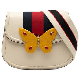 Borsa a tracolla Gucci Small Calfskin Web Linea Butterfly Totem bianca