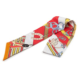Foulard Twilly in seta rosso Hermès Brides et Gris-Gris