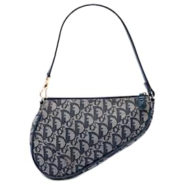 Borsa a tracolla Blue Dior Mini Diorissimo Canvas Saddle Pochette Dior