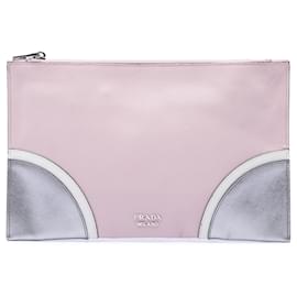 Pink Prada Tricolor Saffiano Clutch
