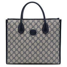 Blue Gucci Small GG Supreme Interlocking G Tote Satchel